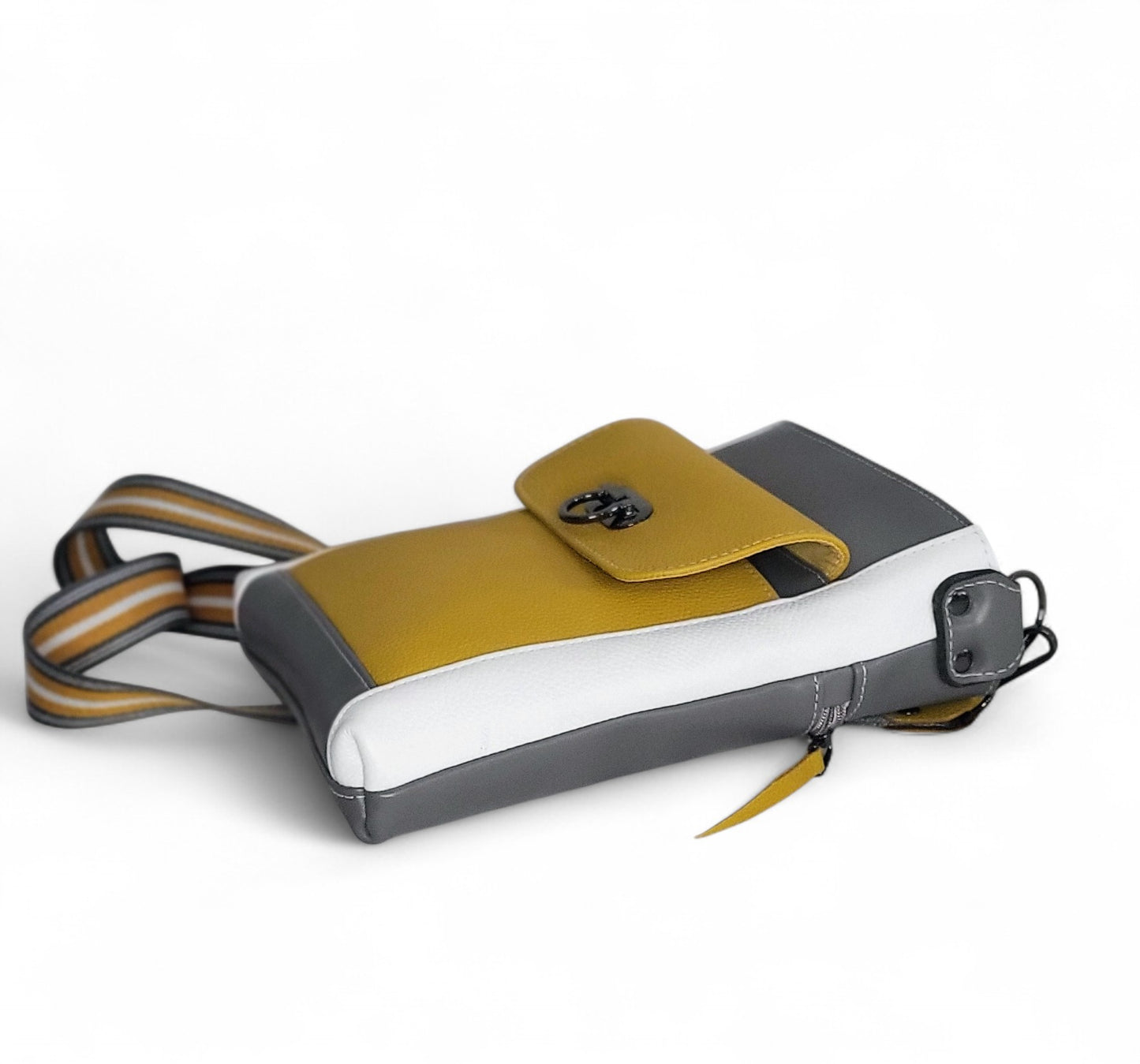 Dayla Crossbody in Leather Gray/Yellow