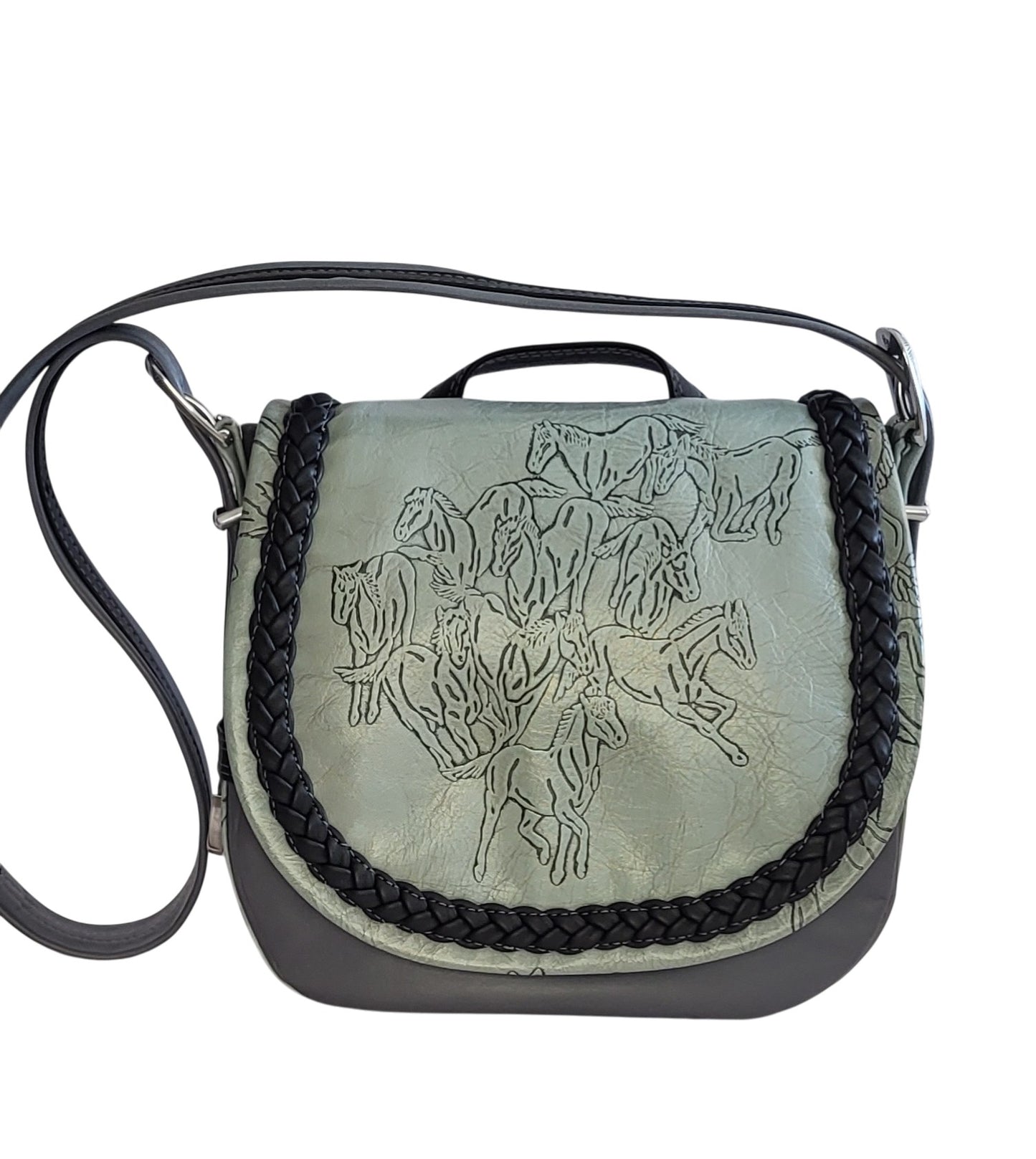 Wild Horse Maddy Saddle Bag - Green/Gray