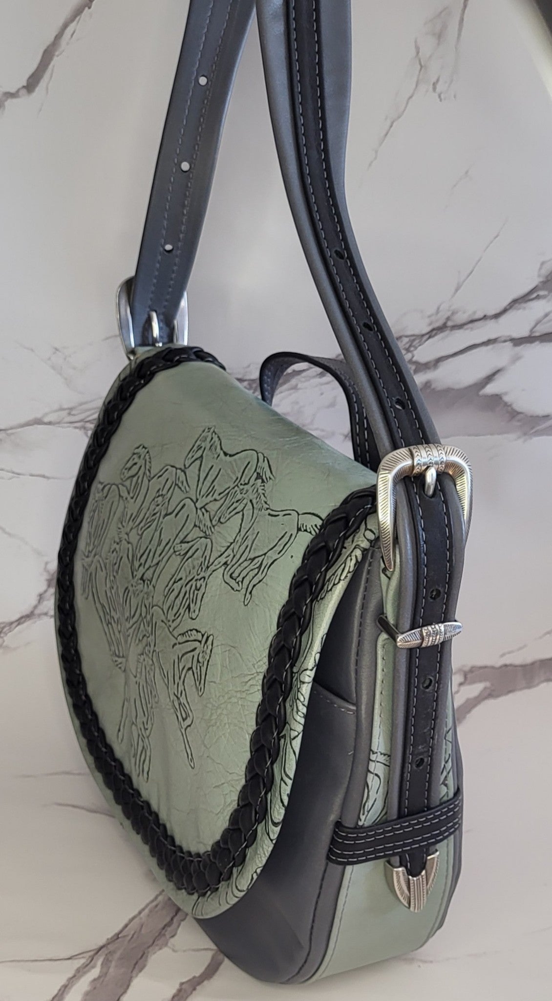 Wild Horse Maddy Saddle Bag - Green/Gray