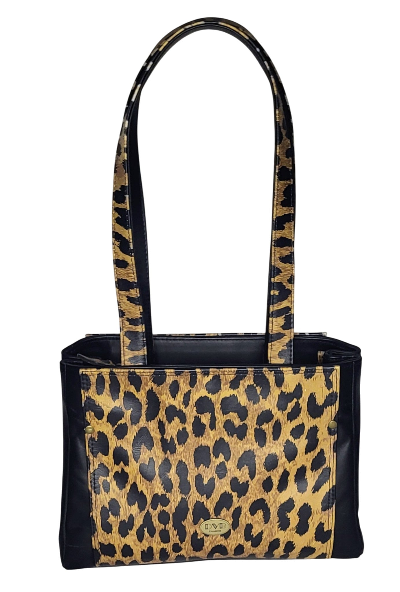 The Charyn Bag - Black and Leopard Italian leathers