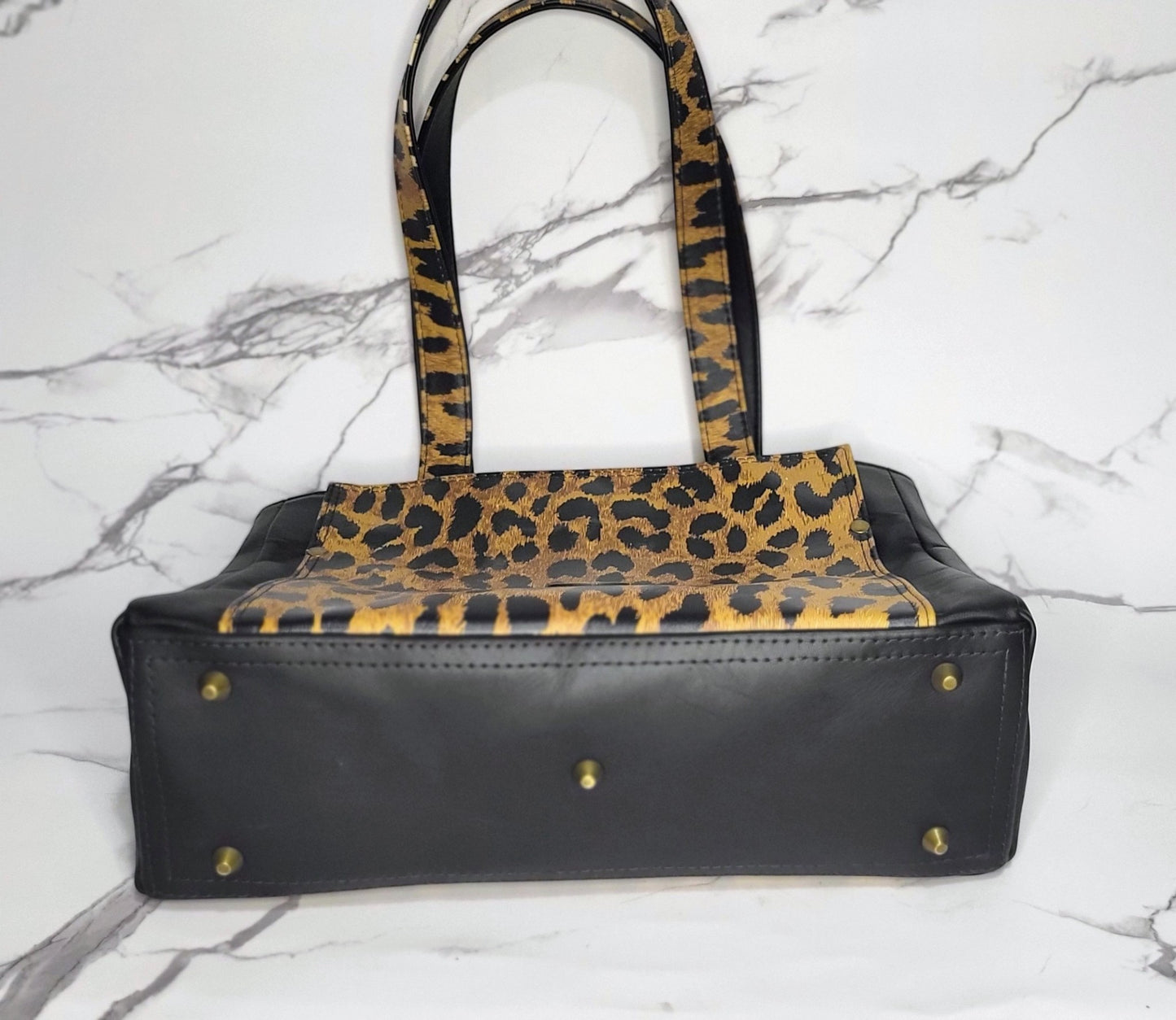 The Charyn Bag - Black and Leopard Italian leathers